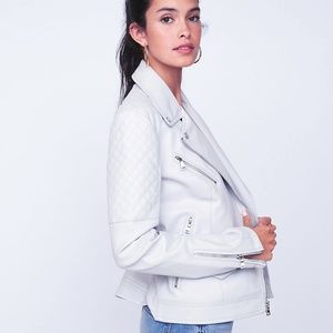 🎉HP🎉 Express Quilted Vegan Leather off-White Moto Jacket